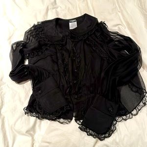 Beautiful Victorian style sheer black CHANEL blouse.